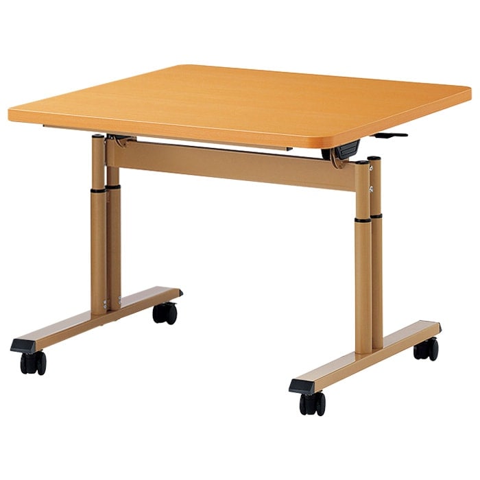 介護用テーブル 折りたたみ キャスター付き 高さ調整 介護施設テーブル 介護テーブル 昇降式 E-FIT-0909EB 幅900x奥行900x高さ660~800mm 折りたたみ 高さ調整 ABS樹脂エッジ巻 老人ホーム デイサービス グループホーム ソフトエッジテーブル 車椅子対応テーブル