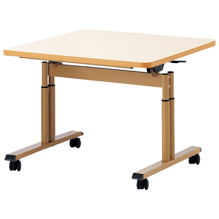 介護用テーブル 折りたたみ キャスター付き 高さ調整 介護施設テーブル 介護テーブル 昇降式 E-FIT-0909EB 幅900x奥行900x高さ660~800mm 折りたたみ 高さ調整 ABS樹脂エッジ巻 老人ホーム デイサービス グループホーム ソフトエッジテーブル 車椅子対応テーブル