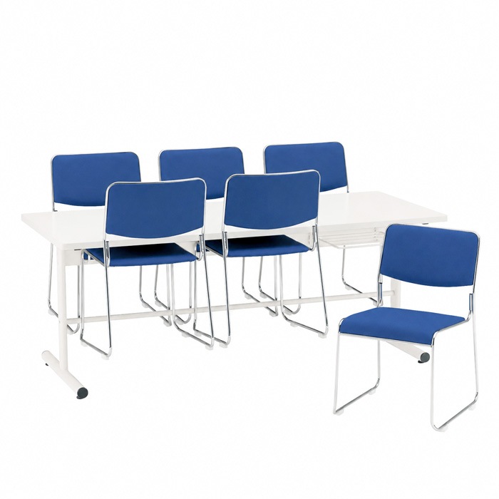 社員食堂用テーブルセット 6人用 棚付 DT-TW1875-FSC-15ML-6 社員食堂テーブル 椅子 休憩室 机 工場 会社 食堂