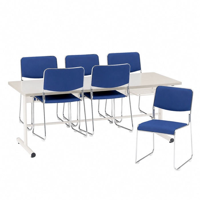 社員食堂用テーブルセット 6人用 棚付 DT-TW1875-FSC-15ML-6 社員食堂テーブル 椅子 休憩室 机 工場 会社 食堂