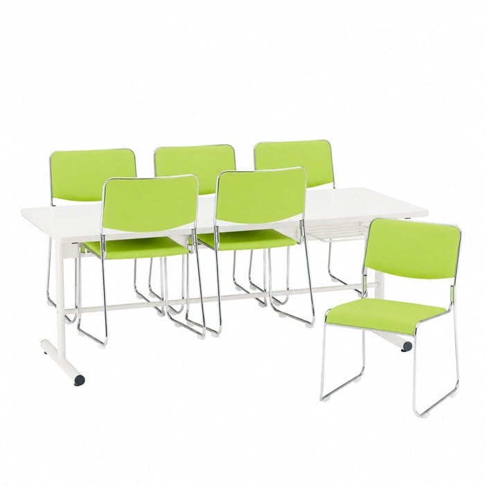 社員食堂用テーブルセット 6人用 棚付 DT-TW1875-FSC-15ML-6 社員食堂テーブル 椅子 休憩室 机 工場 会社 食堂