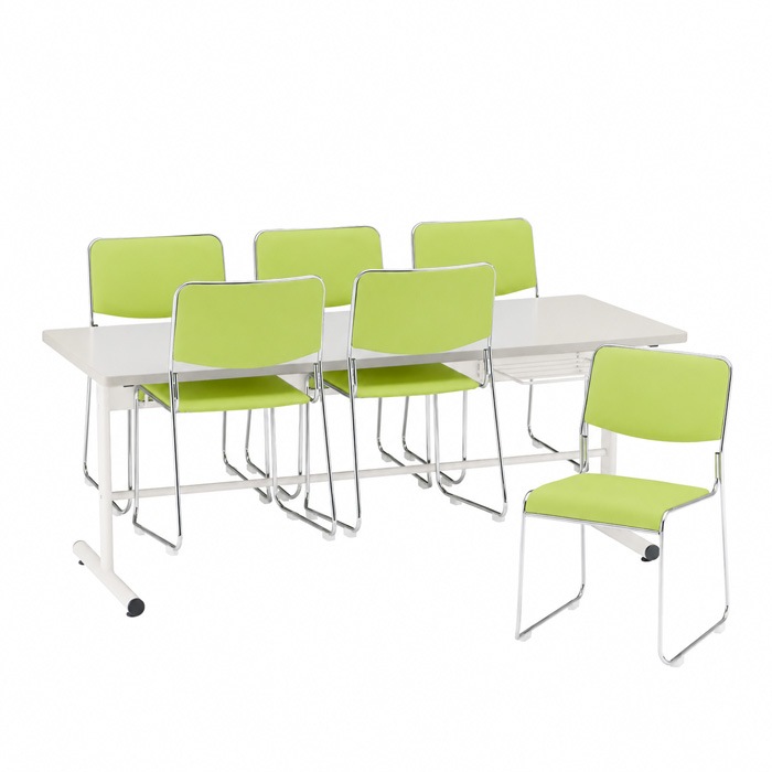 社員食堂用テーブルセット 6人用 棚付 DT-TW1875-FSC-15ML-6 社員食堂テーブル 椅子 休憩室 机 工場 会社 食堂