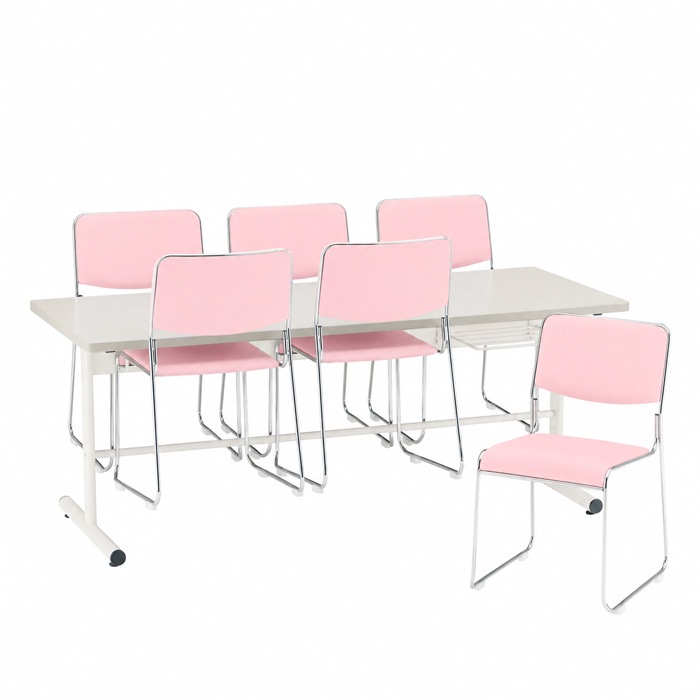 社員食堂用テーブルセット 6人用 棚付 DT-TW1875-FSC-15ML-6 社員食堂テーブル 椅子 休憩室 机 工場 会社 食堂