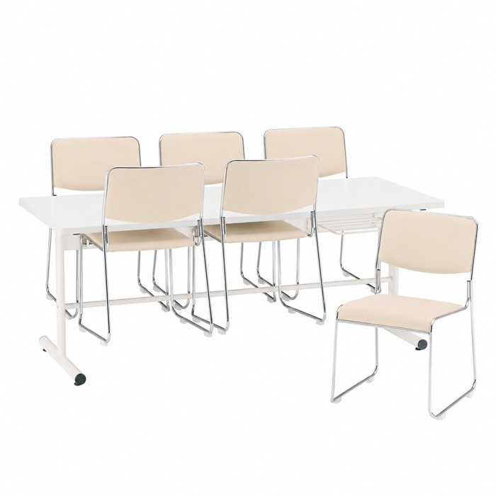 社員食堂用テーブルセット 6人用 棚付 DT-TW1875-FSC-15ML-6 社員食堂テーブル 椅子 休憩室 机 工場 会社 食堂