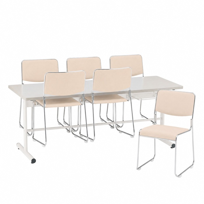 社員食堂用テーブルセット 6人用 棚付 DT-TW1875-FSC-15ML-6 社員食堂テーブル 椅子 休憩室 机 工場 会社 食堂