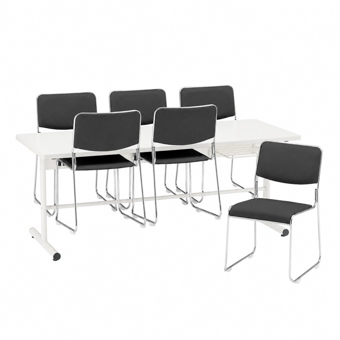 社員食堂用テーブルセット 6人用 棚付 DT-TW1875-FSC-15ML-6 社員食堂テーブル 椅子 休憩室 机 工場 会社 食堂