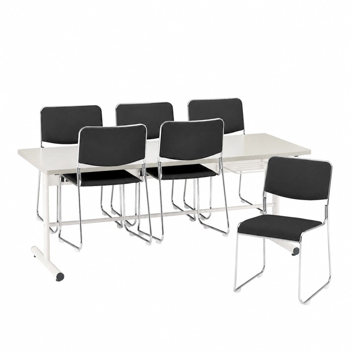 社員食堂用テーブルセット 6人用 棚付 DT-TW1875-FSC-15ML-6 社員食堂テーブル 椅子 休憩室 机 工場 会社 食堂