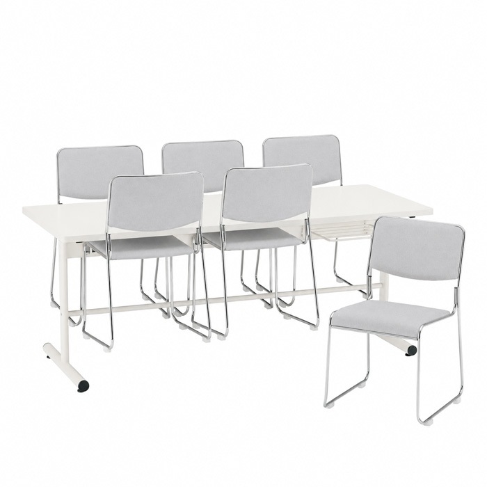 社員食堂用テーブルセット 6人用 棚付 DT-TW1875-FSC-15ML-6 社員食堂テーブル 椅子 休憩室 机 工場 会社 食堂