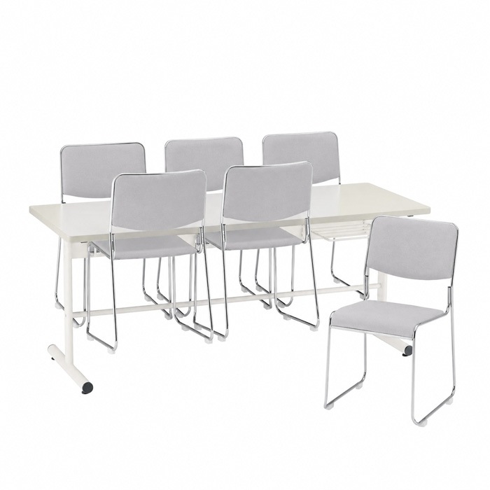 社員食堂用テーブルセット 6人用 棚付 DT-TW1875-FSC-15ML-6 社員食堂テーブル 椅子 休憩室 机 工場 会社 食堂