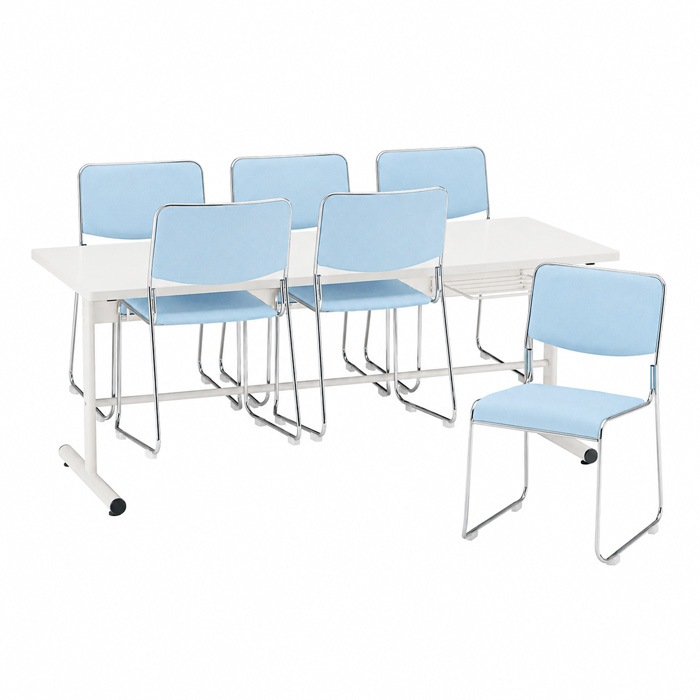 社員食堂用テーブルセット 6人用 棚付 DT-TW1875-FSC-15ML-6 社員食堂テーブル 椅子 休憩室 机 工場 会社 食堂