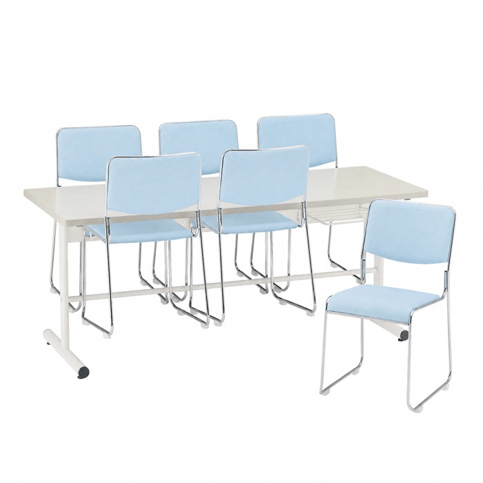 社員食堂用テーブルセット 6人用 棚付 DT-TW1875-FSC-15ML-6 社員食堂テーブル 椅子 休憩室 机 工場 会社 食堂