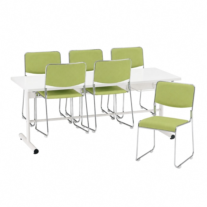 社員食堂用テーブルセット 6人用 棚付 DT-TW1875-FSC-15ML-6 社員食堂テーブル 椅子 休憩室 机 工場 会社 食堂