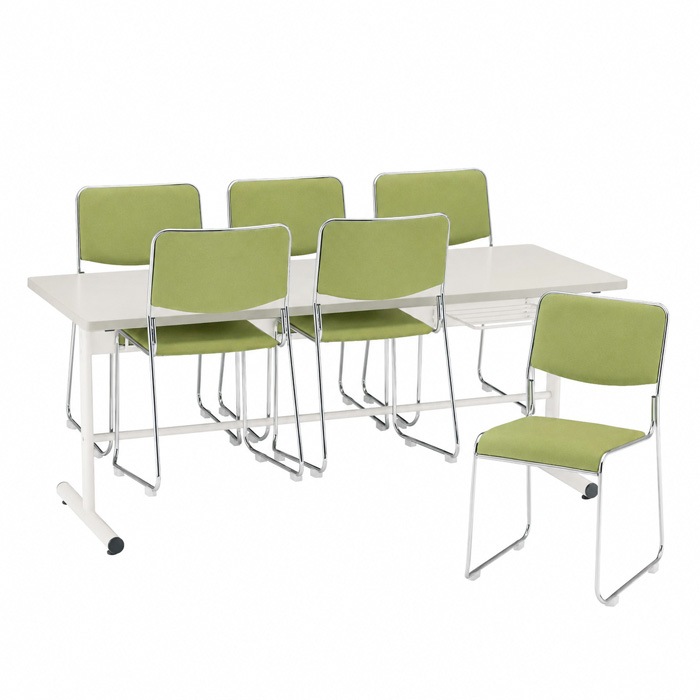 社員食堂用テーブルセット 6人用 棚付 DT-TW1875-FSC-15ML-6 社員食堂テーブル 椅子 休憩室 机 工場 会社 食堂