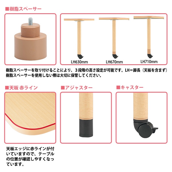 介護用テーブルの折りたたみ機能のlwy 説明図