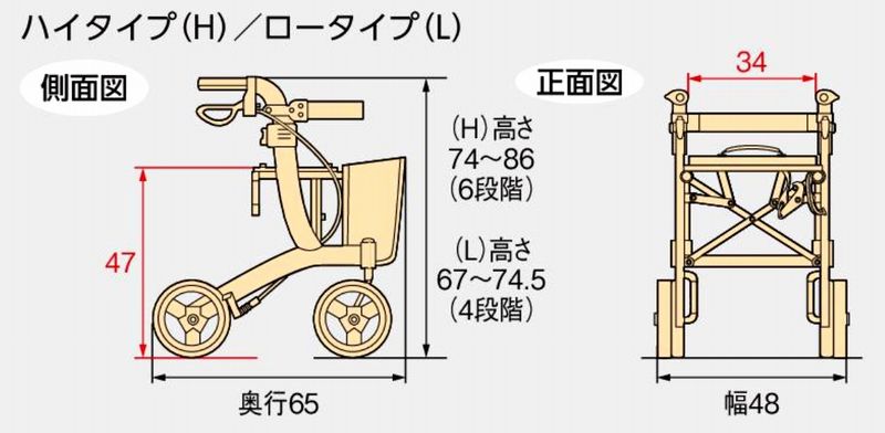 101392］歩行補助具 歩行車リトルターン ハイタイプ 品番:532315
