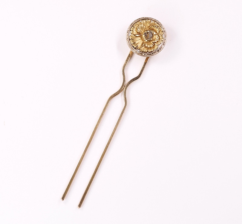 宮本庄七商店 純金 牡丹 K18製足 かんざし