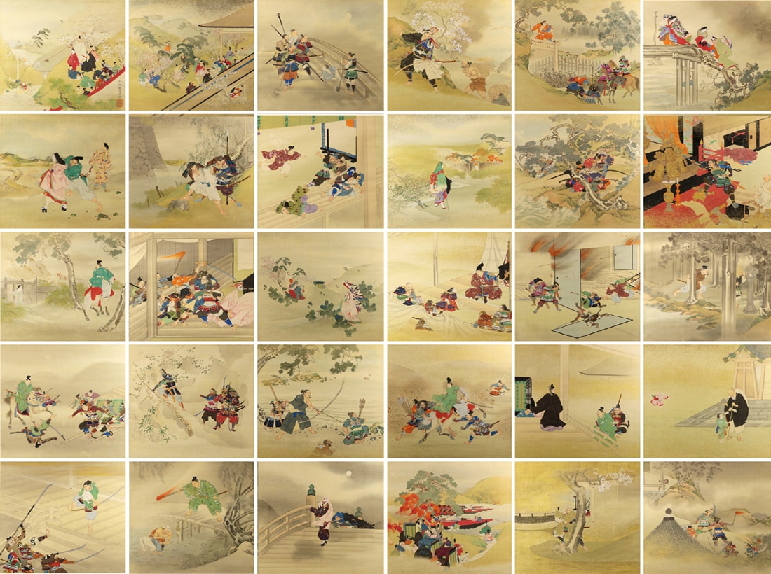 松本楓湖　人物　色紙2枚　歴史画　掛け軸　合わせ箱　書画、骨董品、美術品 松本楓湖 人物 色紙2枚 歴史画 掛け軸 合わせ箱 書画、骨董品