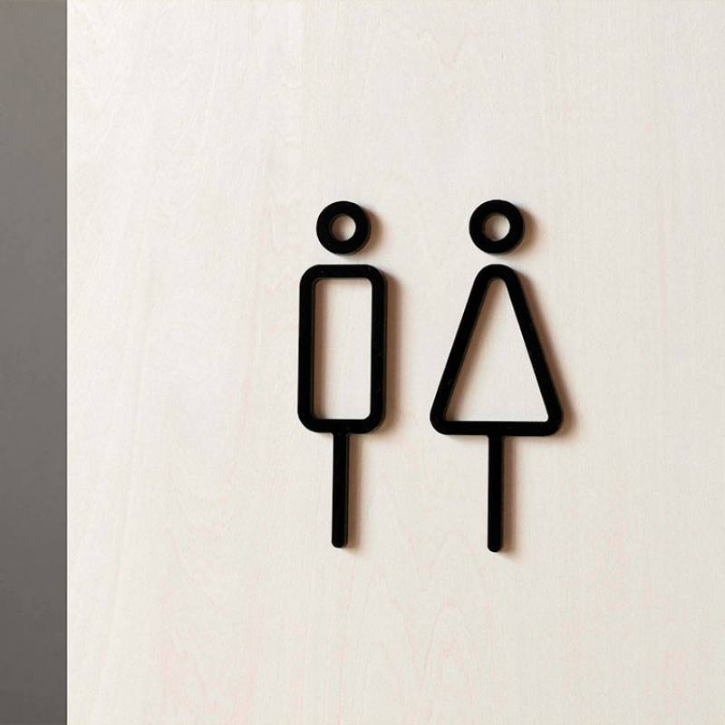 RESTROOM SIGN 2P MOHEIM モヘイム トイレサイン 黒 ブラック 白 ホワイト 男 女 アクリル シンプル スタイリッシュ スリム 手洗い オフィス 施設 店舗 北欧 おしゃれ 国