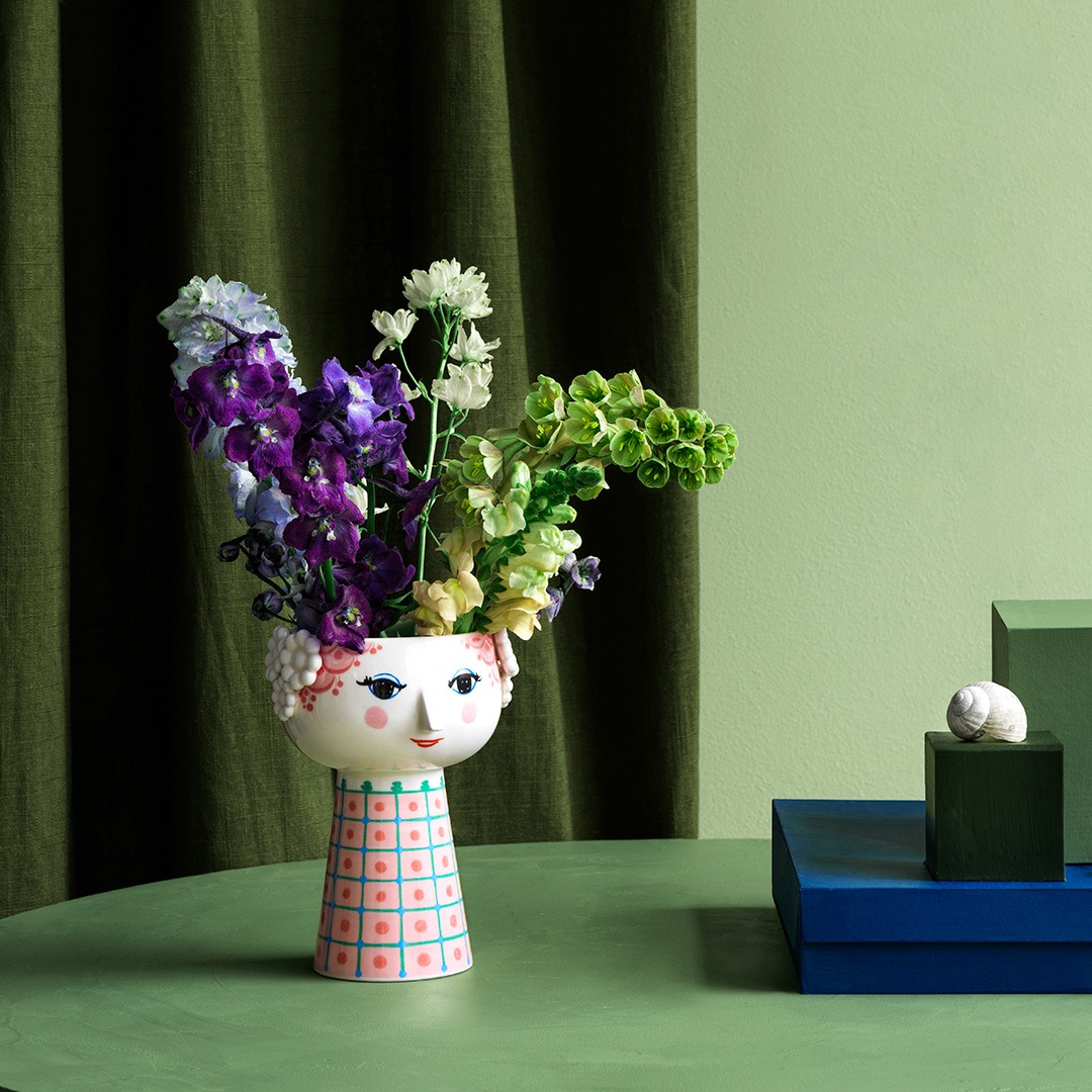 エヴァ フラワーベース ペールピンク フラワーポット ブルー花瓶