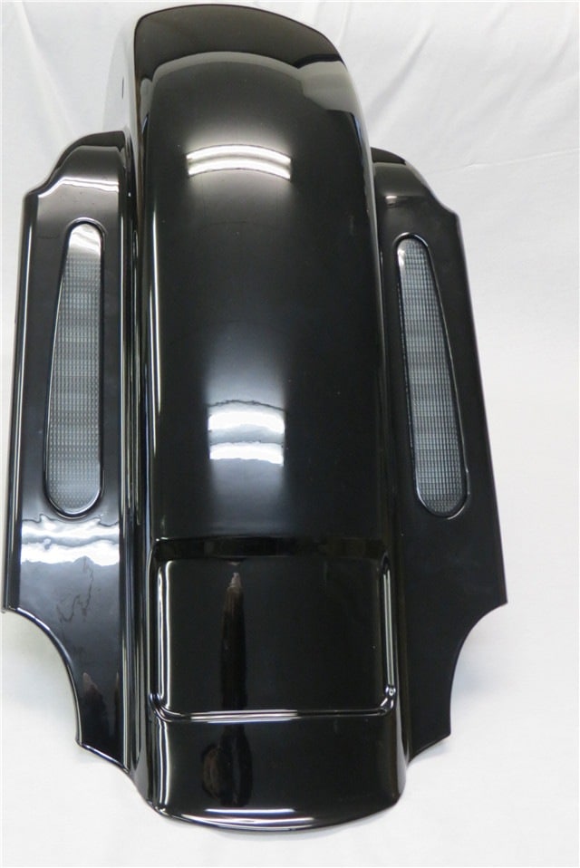 Harley ハーレー デュアルカットアウト 1993-2008年 LEDテールウィンカー　CVOスタイル リアフェンダー　黒|Harley
