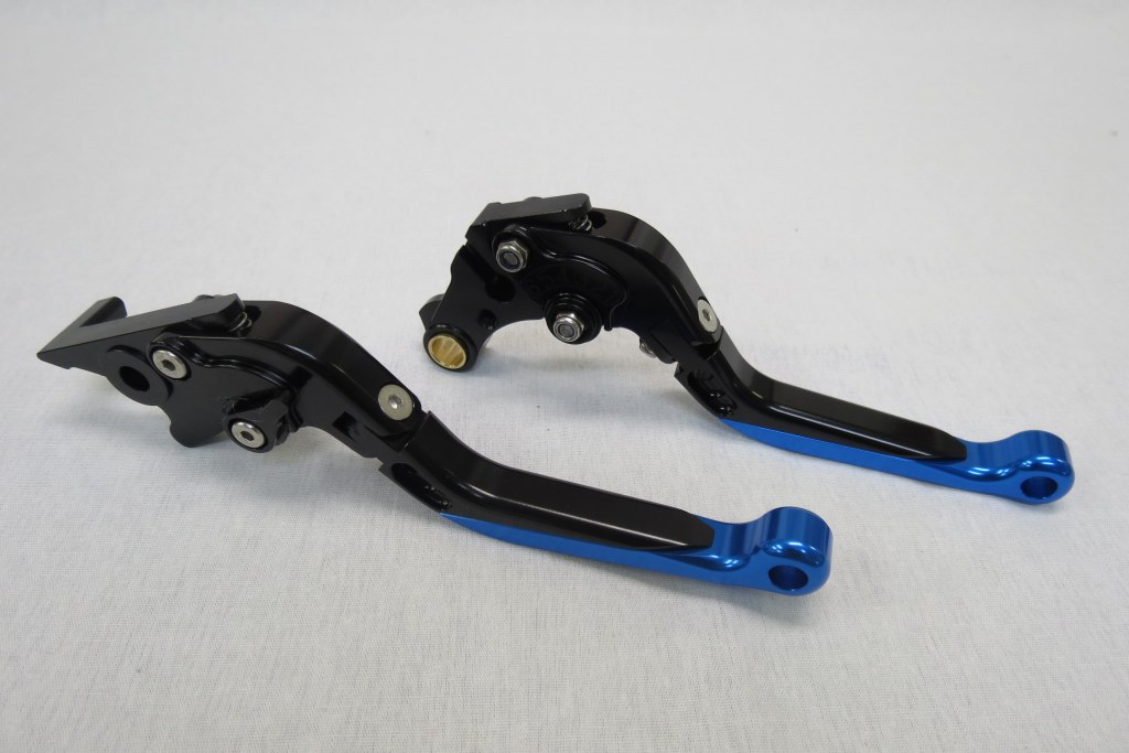 Honda レブル NS-1 GROM CBR400R/CB400F/400X 2013-2019 可倒式 ダブルビレットレバー 黒×青|CBR400|HONDA