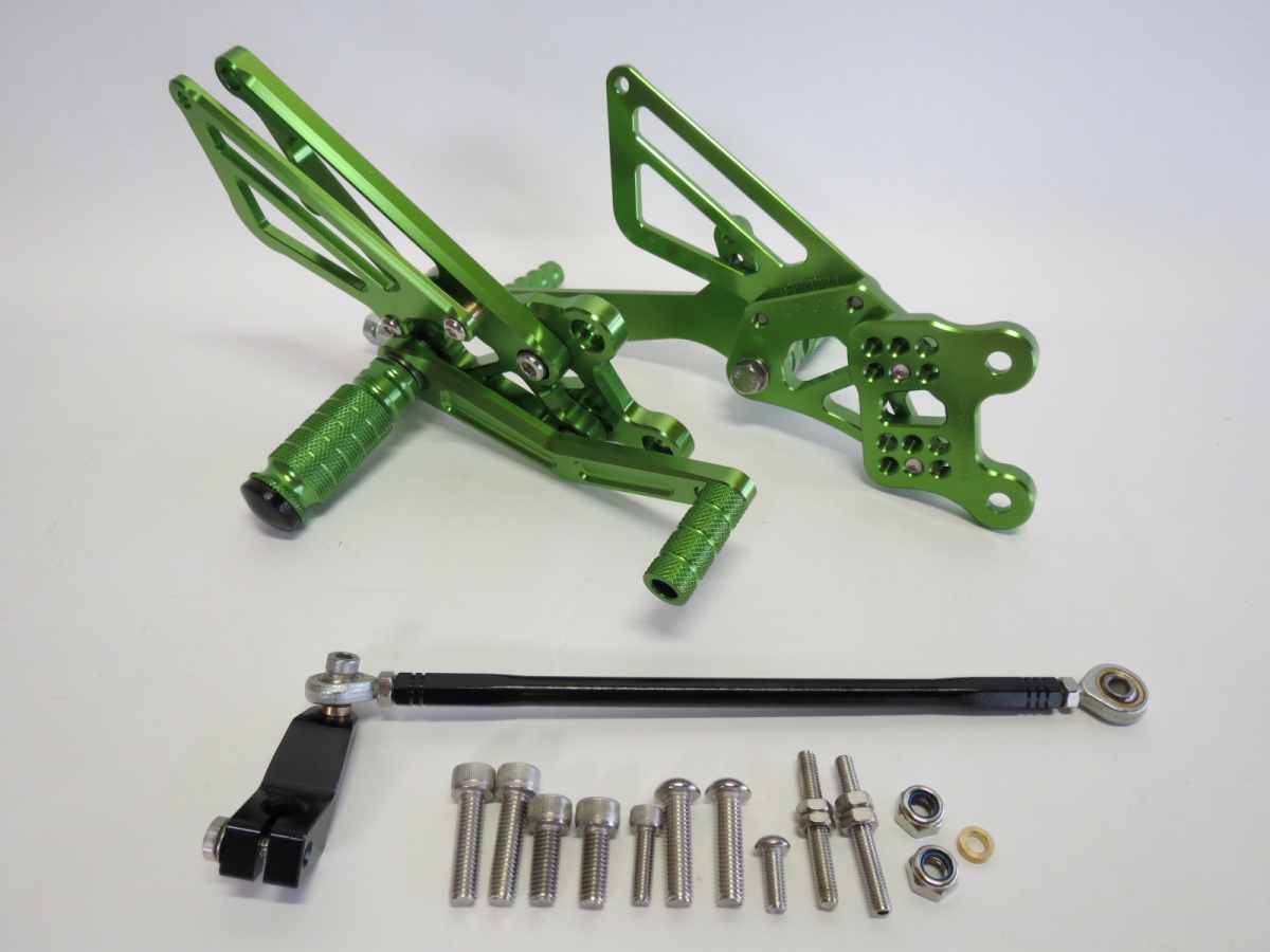 kawasaki Ninja ZX-12R 2000-2006 CNC 調整式 バックステップ 緑