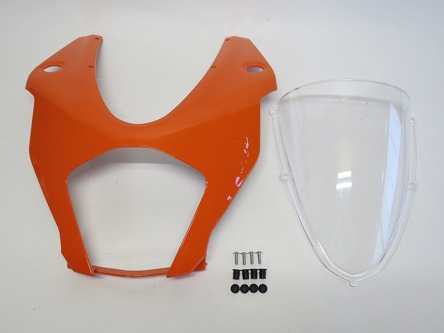 KTM 用 RC 390 rc390 2022 以降 カスタム ビキニカウル フロントカウル橙 & クリアスクリーン セット|KTM