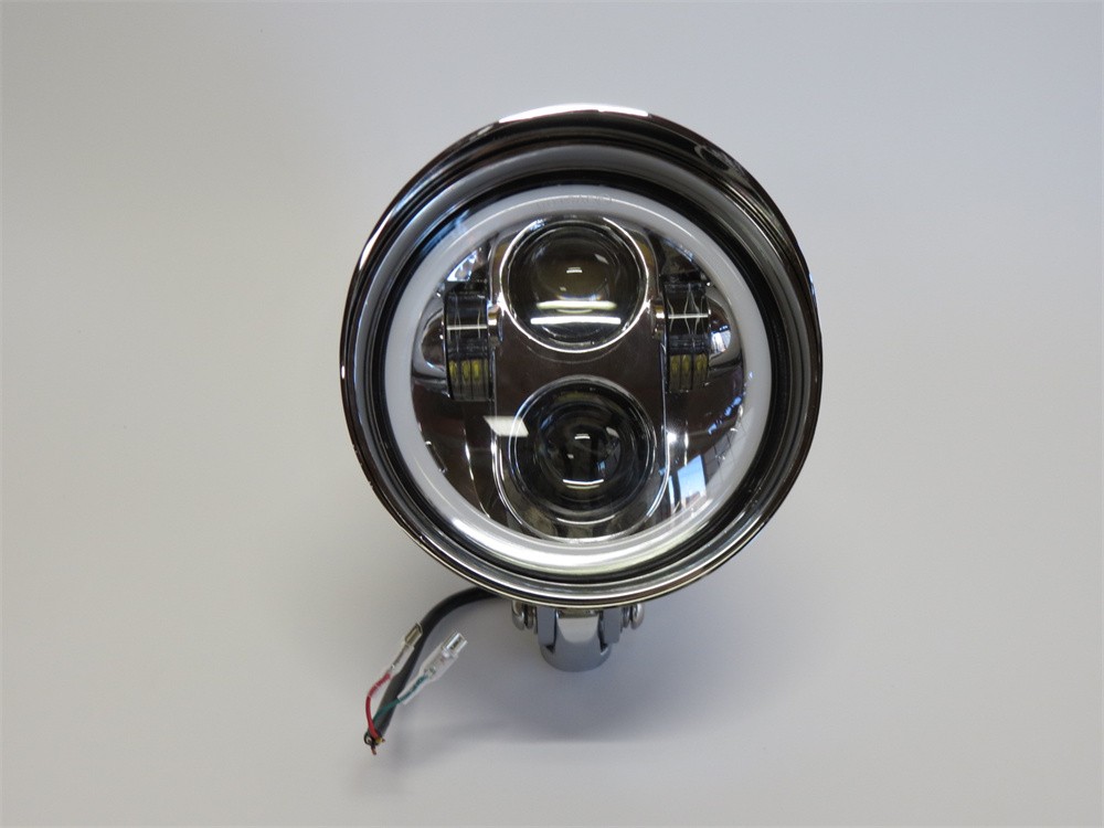 ハーレー用 4.5インチ LED ヘッドライト イカリング ブレットヘッド