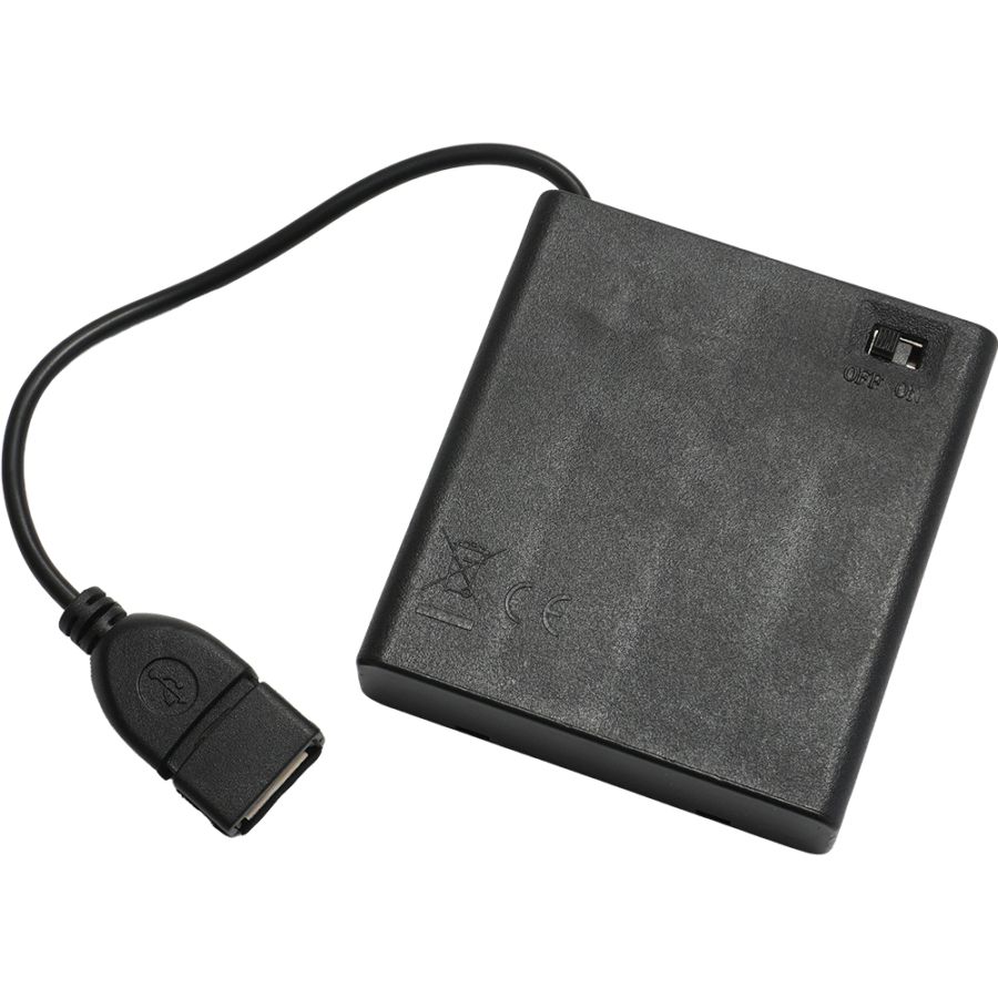 USB Type-A 電池ボックス ホルダー 単3 4本 スイッチ付き ケーブル