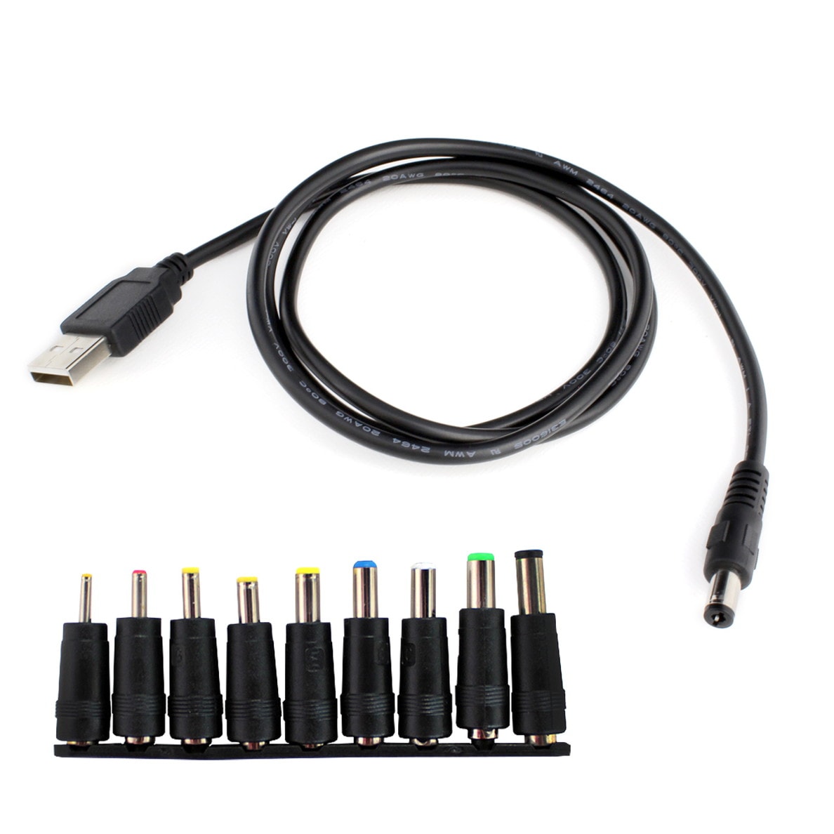 USB Aオス DCジャック変換ケーブル USBオス→DCジャックオス 5.5-2.1mm対応 ケーブル1m + DC