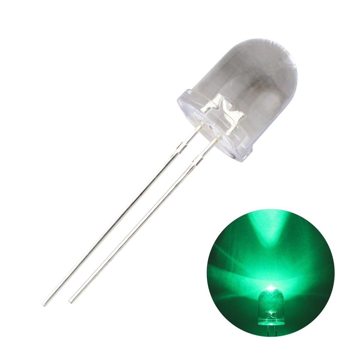 LED 発光ダイオード 10mm 砲弾型 緑色 25000-30000mcd 520-525nm 10個