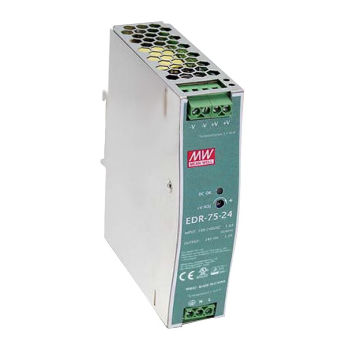 �����å����Ÿ� 24V 3.2A 76.8W ľή���경�Ÿ� DIN�졼���б� Meanwell EDR-75-24