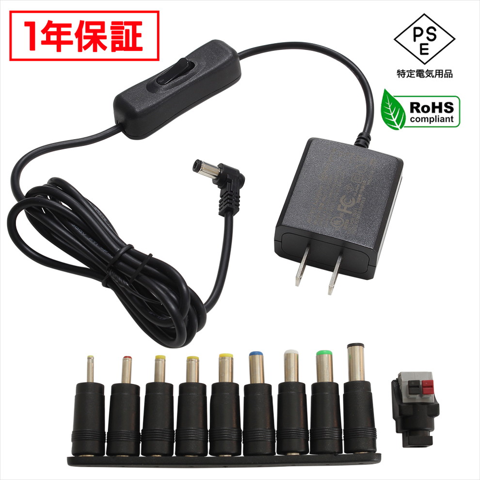 AC�����ץ��� �����Ÿ� 12V 1A 12W L�����ͥ��� �����å��դ� 10�糧�å� 5.5mm 2.1mm PSEǧ�� 1ǯ�ݾ�