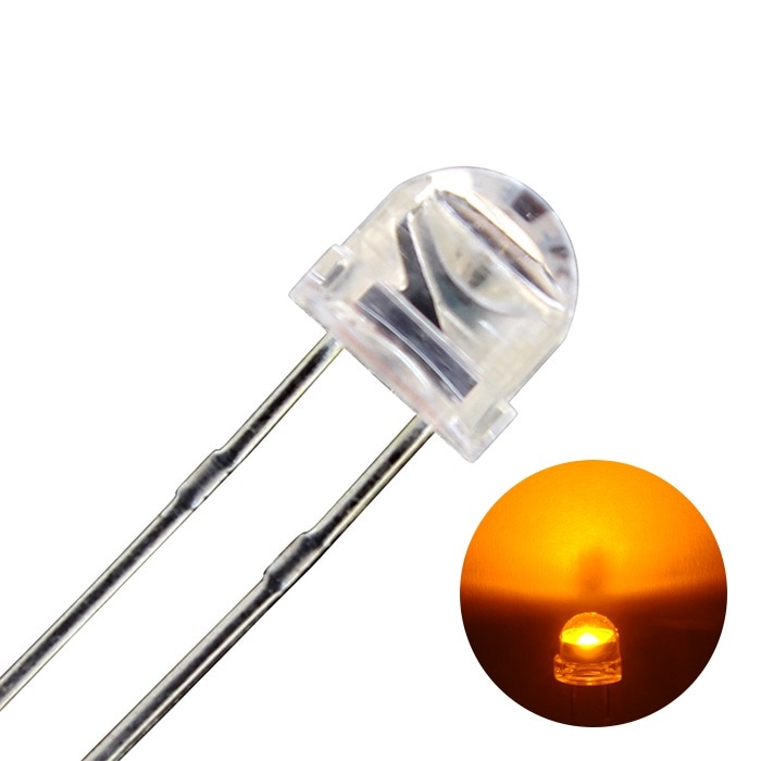 LED 発光ダイオード 4.8mm 帽子型 オレンジ色 2000-2500mcd 100個
