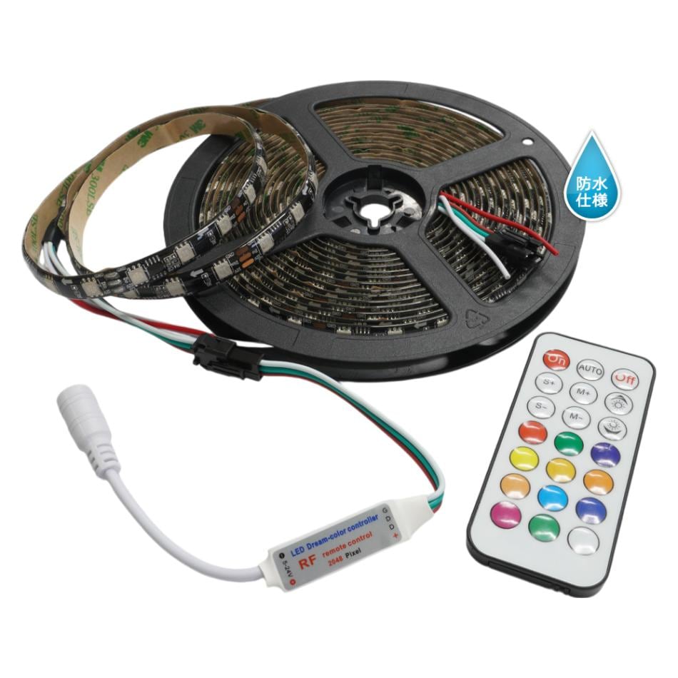 ή���LED�ơ��ץ饤�� �ɿ� RGB 12V 5m ���١��� RF��⥳���դ� 5050SMD 366�⡼�����