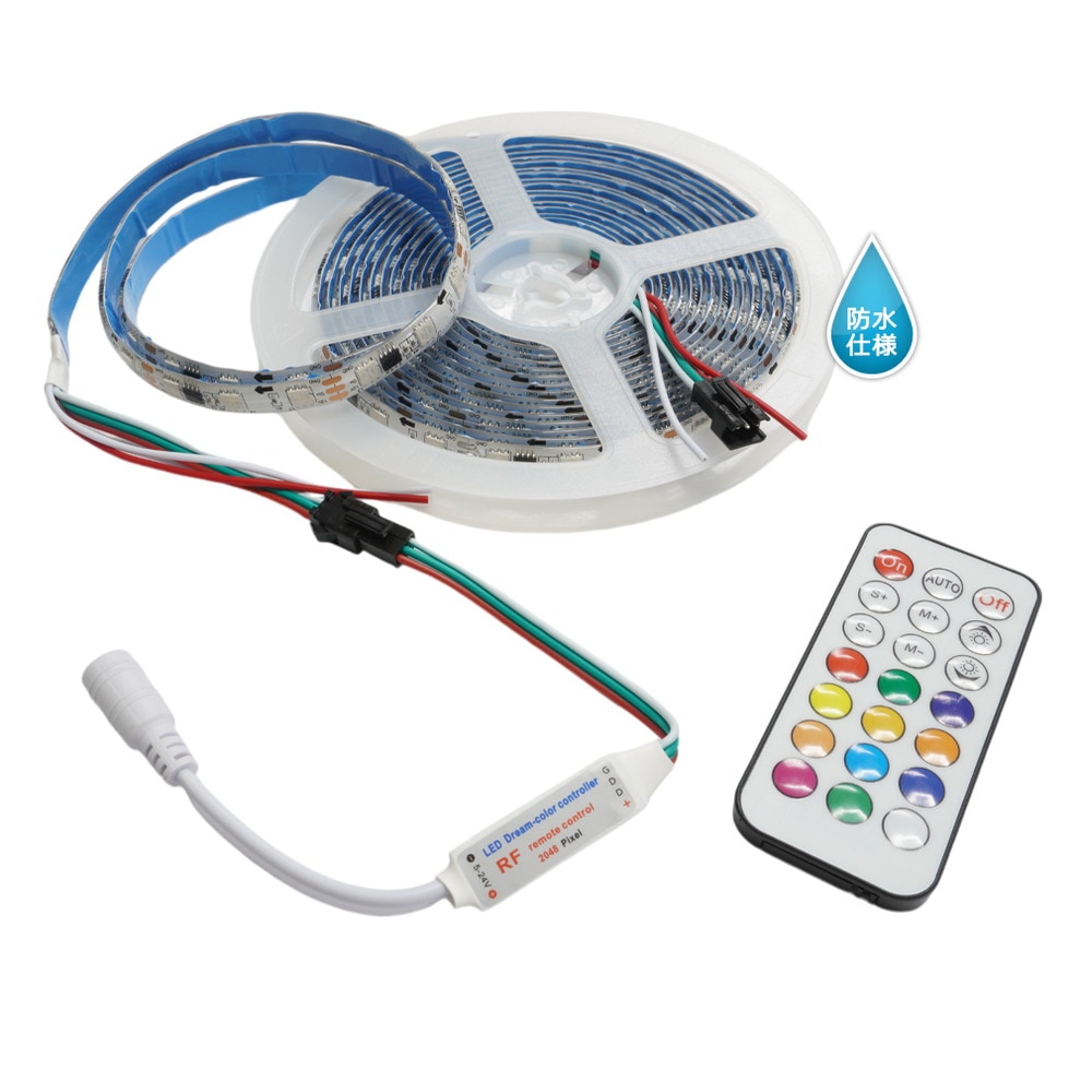 ή���LED�ơ��ץ饤�� �ɿ� RGB 12V 5m ��١��� RF��⥳���դ� 5050SMD 366�⡼�����