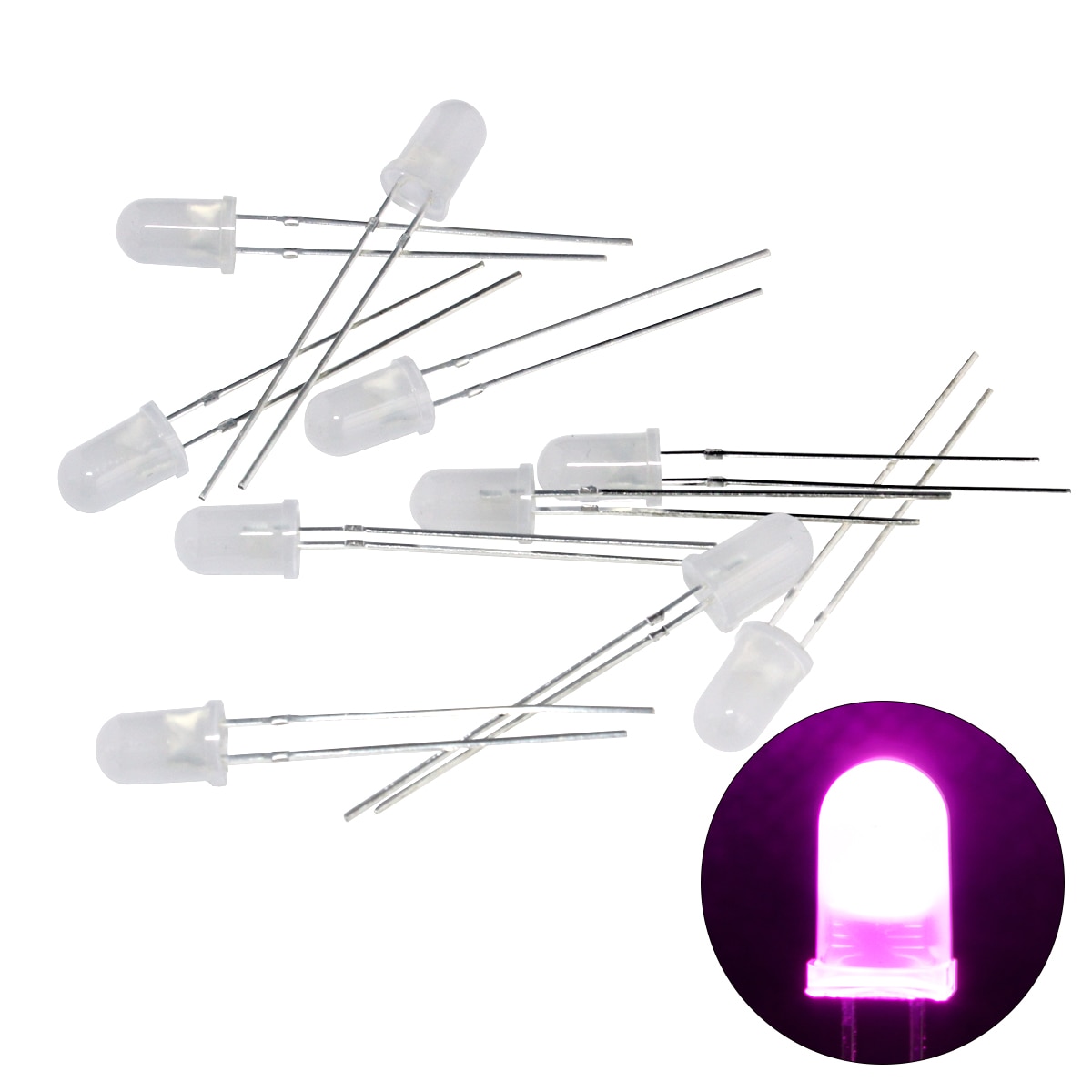 LED ȯ 5mm ˤƷ ԥ󥯿 򿧥 600-800mcd 649-652nm 3.0-3.2V 100