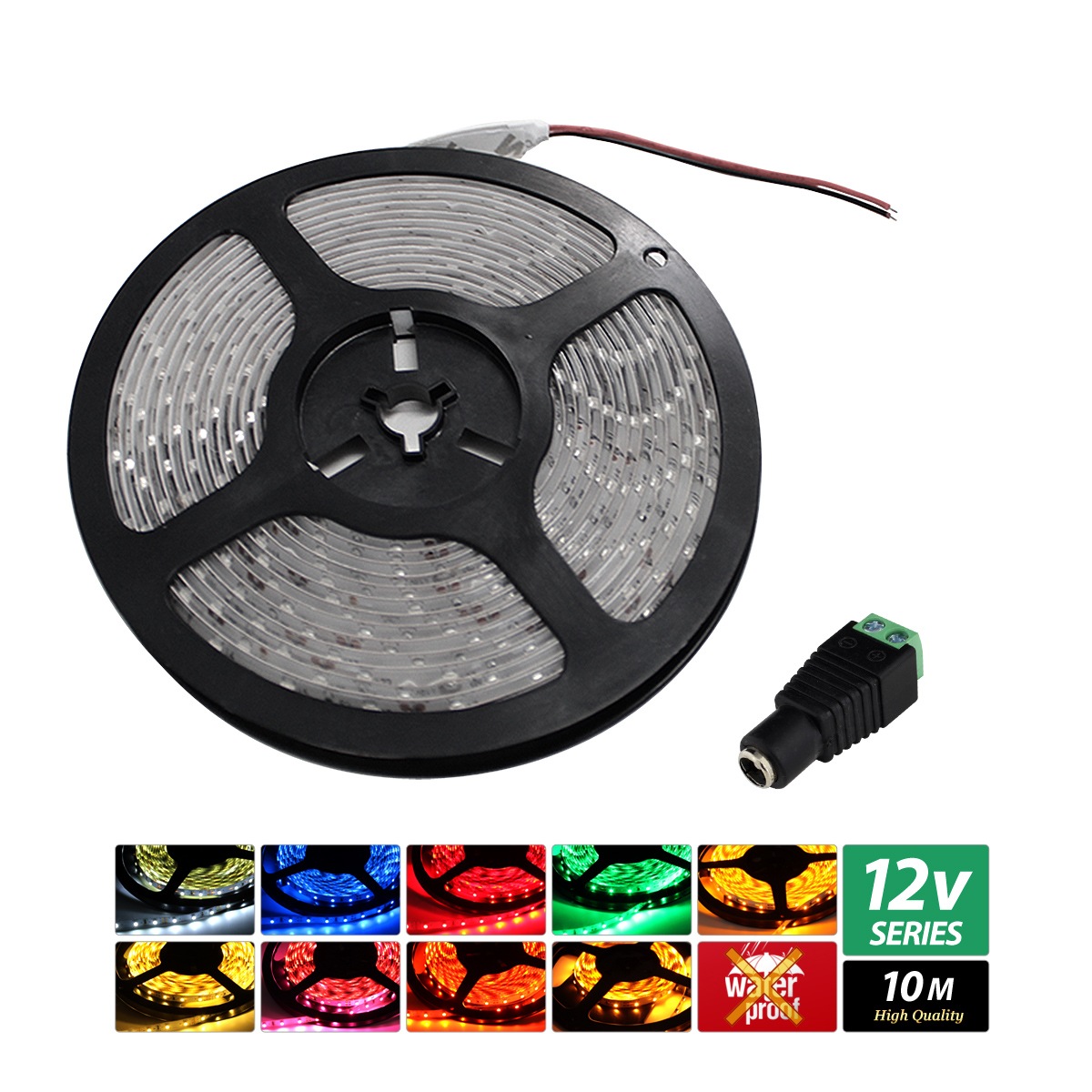 ハイクオリティ LEDテープライト 非防水 12V 10m 1チップ 白