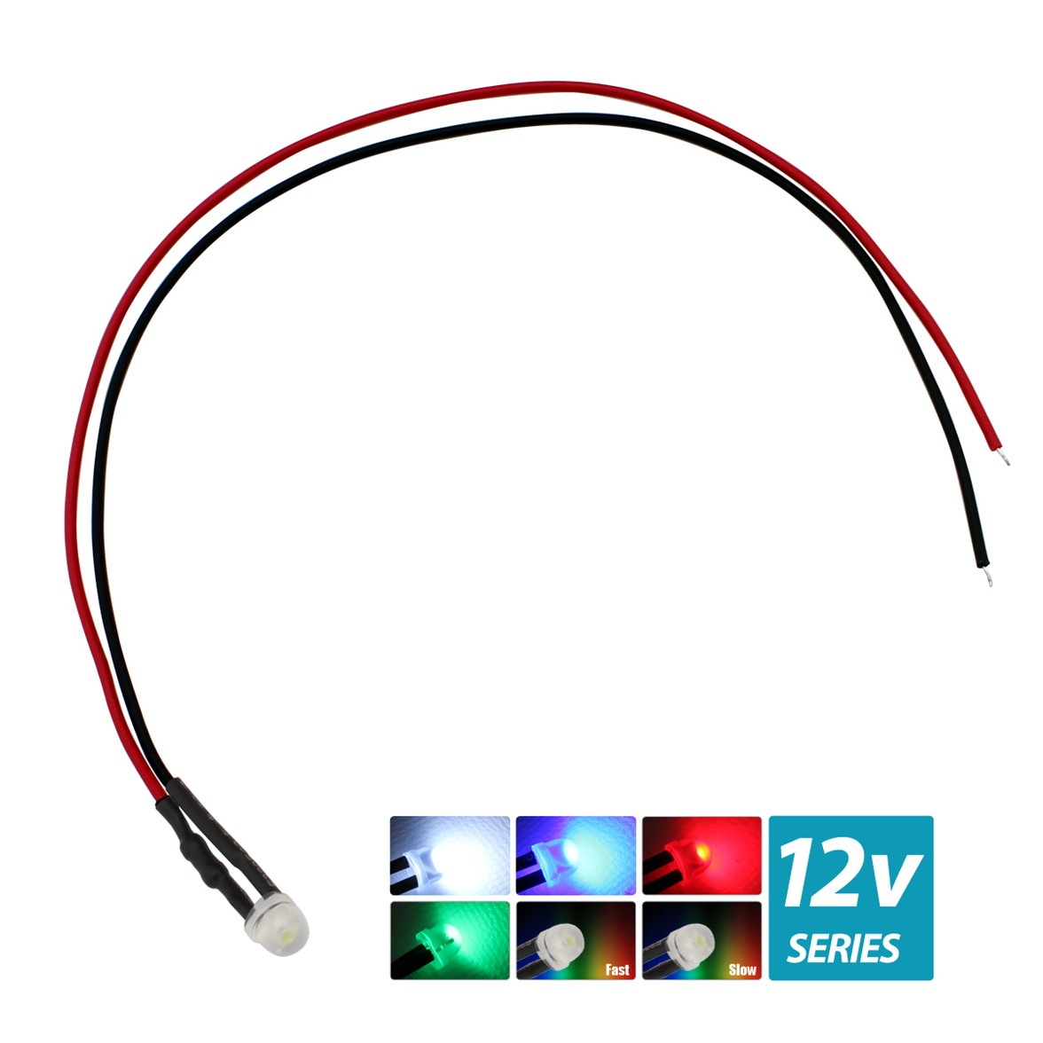 LED 4.8mm ˹�ҷ� 12V ���դ� ���򿧥�� �����֥�18cm 10��