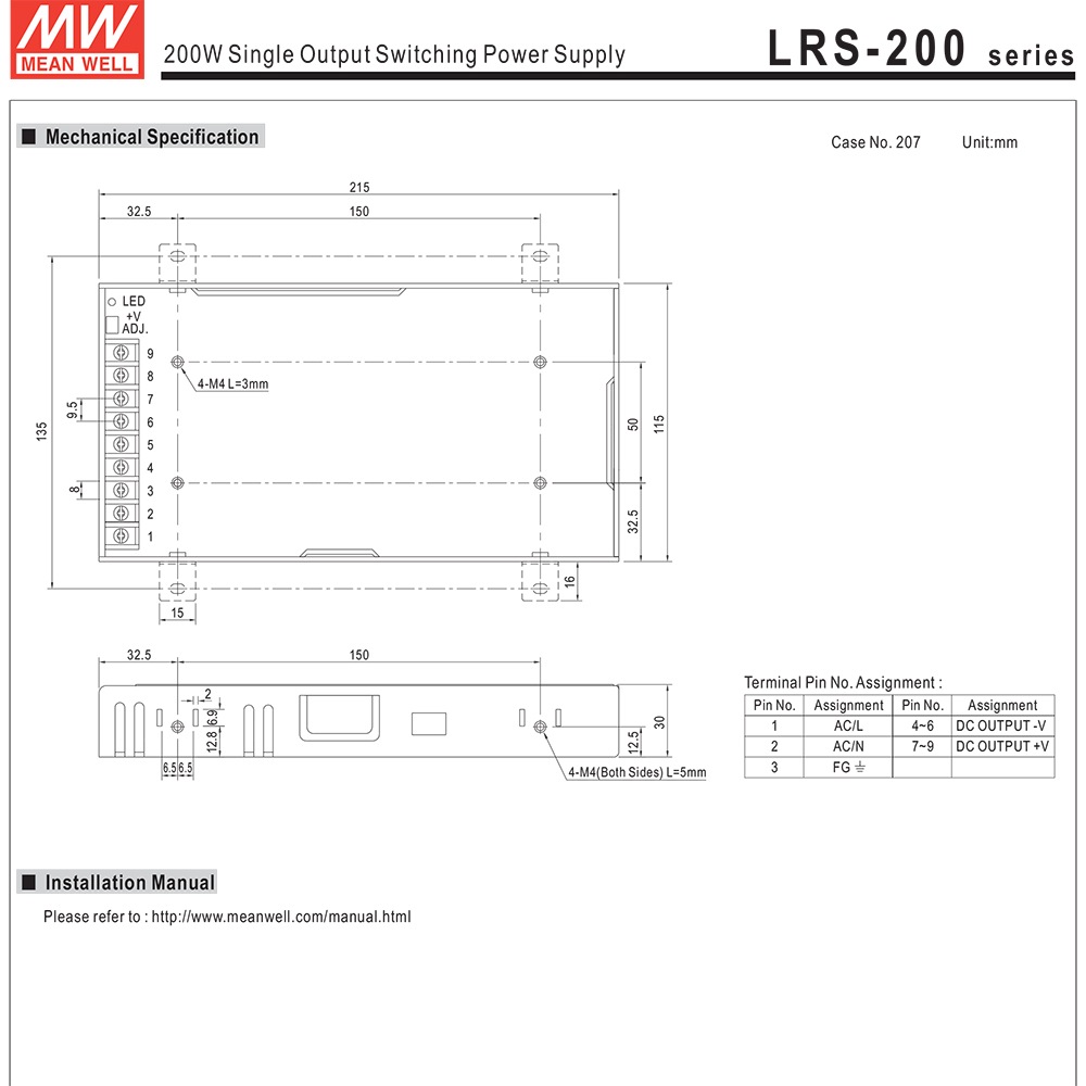 �����å����Ÿ� 5V 40A 200W ľή���경�Ÿ� Meanwell LRS-200-5 �᥿����