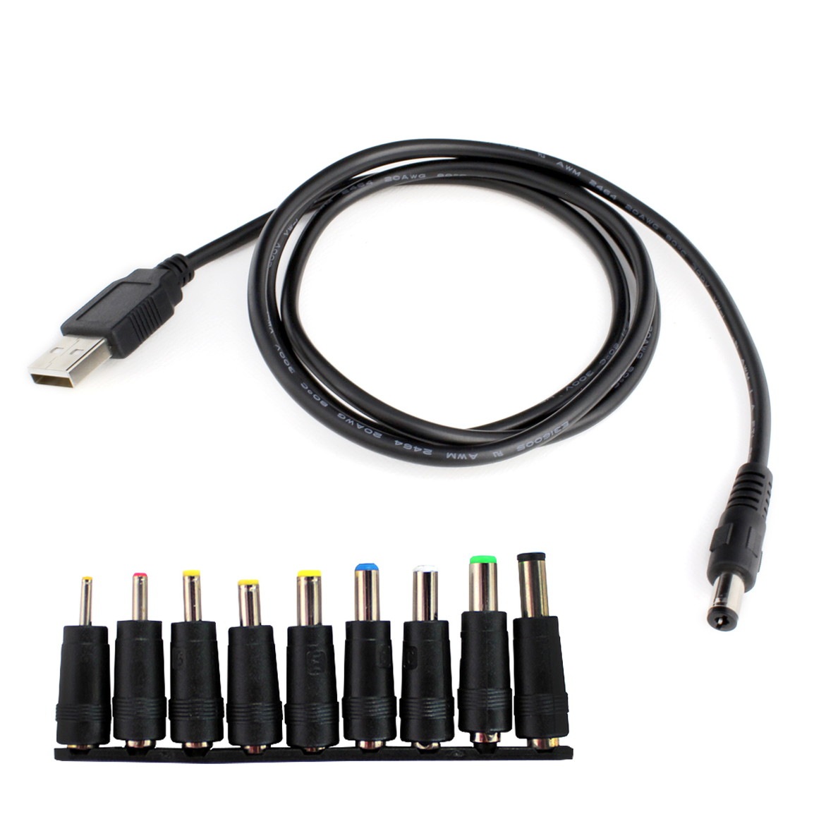 USB������DC����å����� 5.5-2.1mm�б� �����֥�1m + DC����å��Ѵ������ץ� 9�糧�å�