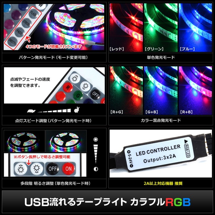USB ή��� LED�ɿ�ơ��ץ饤�� 4m RGB ����ե� 3528 SMD 24������⥳�� ��١��� DC5V