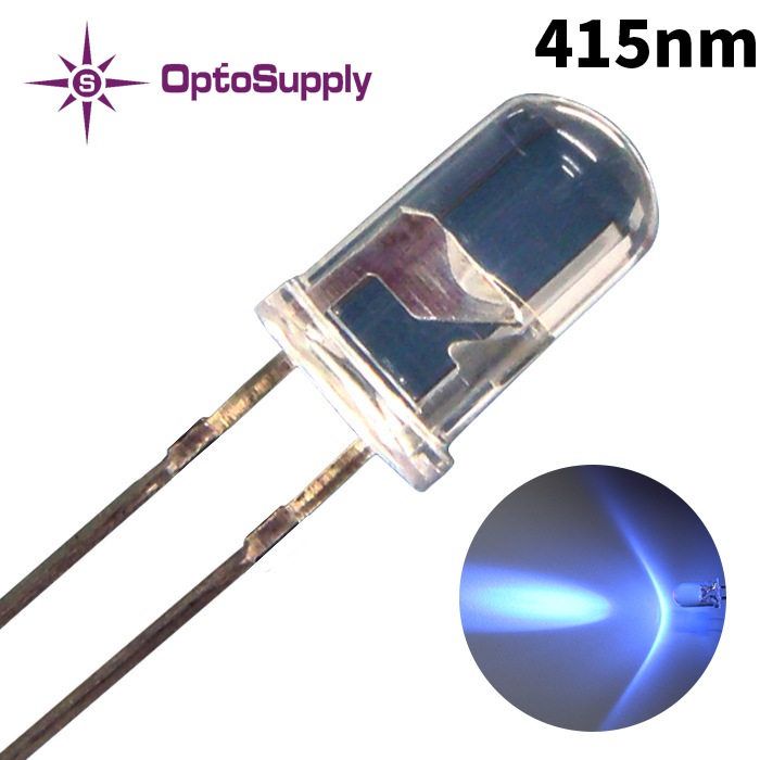 LED ȯ������������ 5mm ˤ�Ʒ� �糰�� OptoSupply 415nm OSV6YL5111A 10��
