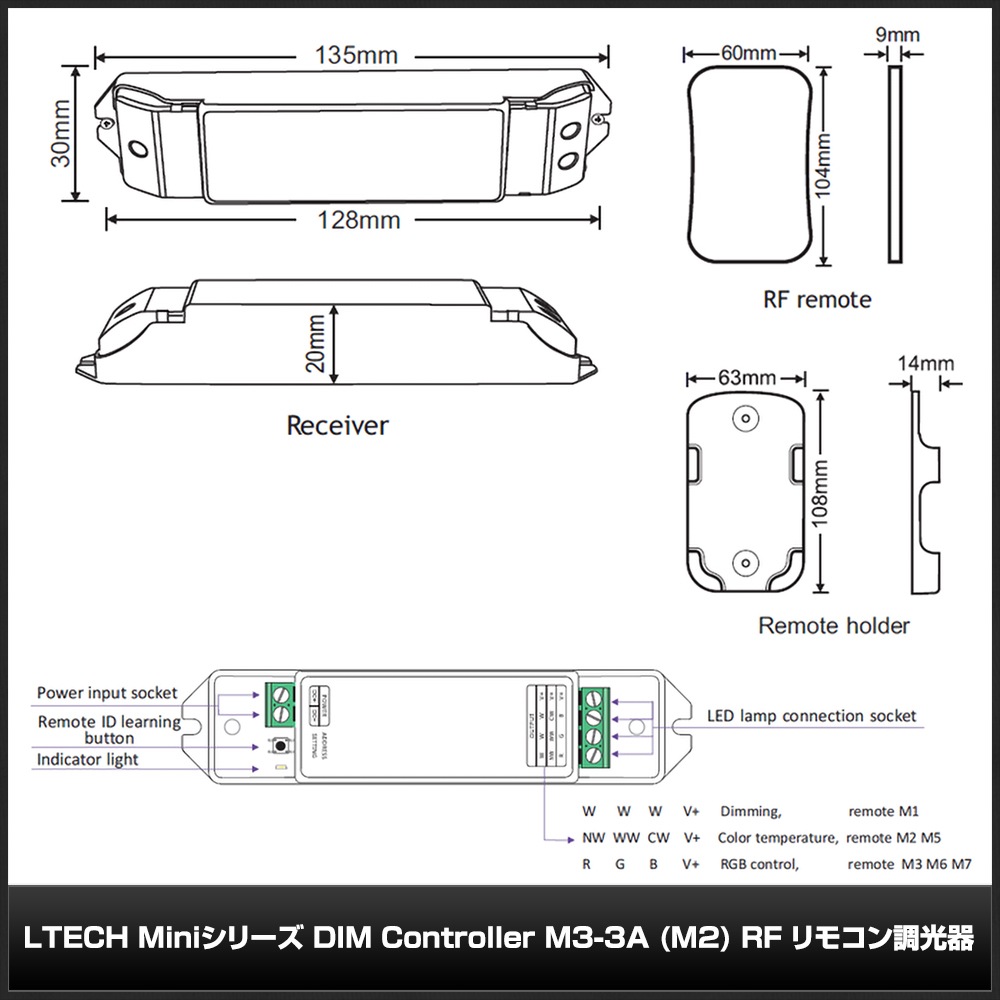 LTECH Mini���꡼�� DIM Controller M3-3A (M2) RF ��⥳��Ĵ����