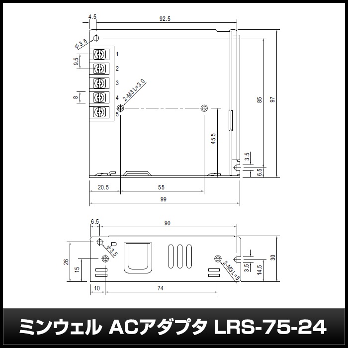 �����å����Ÿ� 24V 3.2A 76.8W ľή���경�Ÿ� Meanwell LRS-75-24 �᥿����
