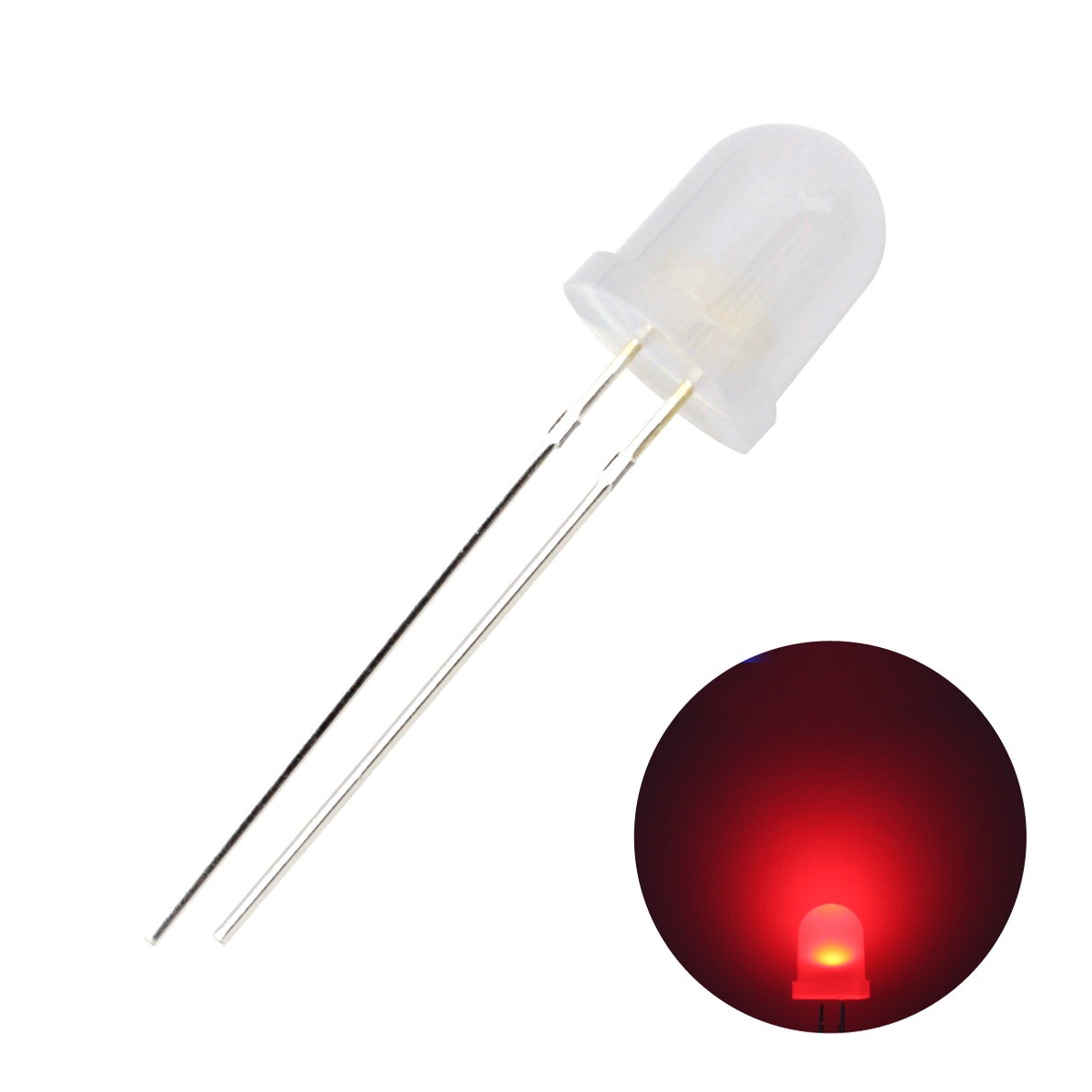 LED 発光ダイオード 8mm 砲弾型 乳白色レンズ 赤色 1000-1200mcd 620