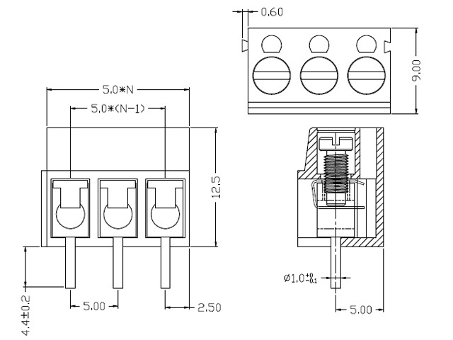 2.54mm �ԥå����롼�ۡ��� 3ü�� �֥��å� 10��