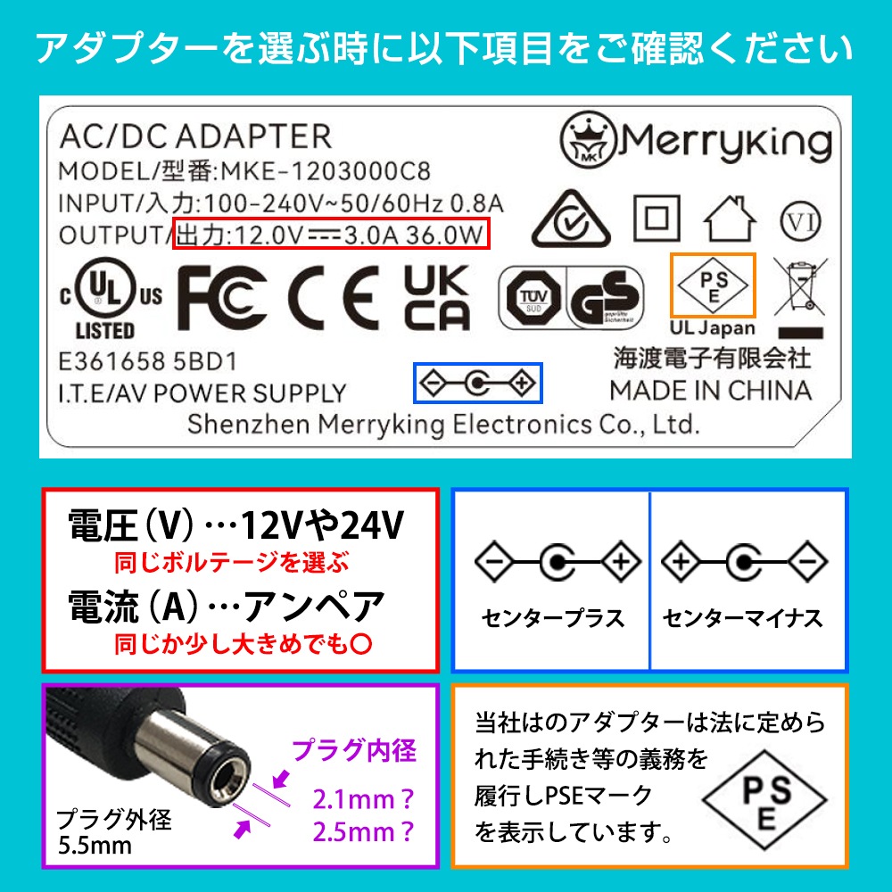 AC�����ץ��� �����Ÿ� 12V 3A 36W L��8�糧�å� 5.5mm 2.1mm PSEǧ�� 1ǯ�ݾ�
