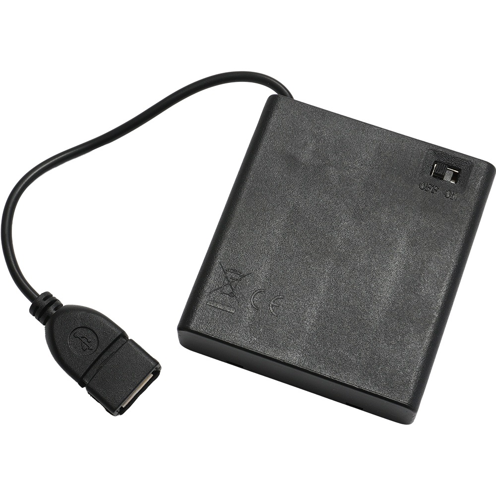 USB Type-A 電池ボックス ホルダー 単3 4本 スイッチ付き ケーブル