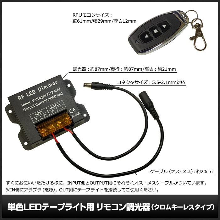 ñ��LED�ơ��ץ饤���� RF��⥳��Ĵ���� �����७���쥹������ 12V-24V 30A